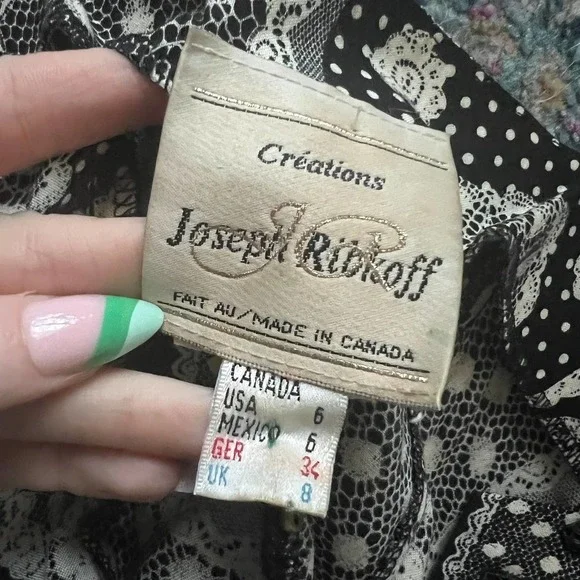 Vintage Designer Joseph Ribkoff Black Printed Chain Strap Romper - Picture 6 of 7